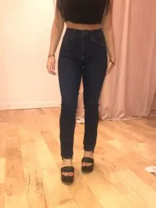 Dark Denim High Waist Cigarette Jeans