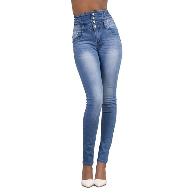 Denim High Waist Pencil Stretch Jeans