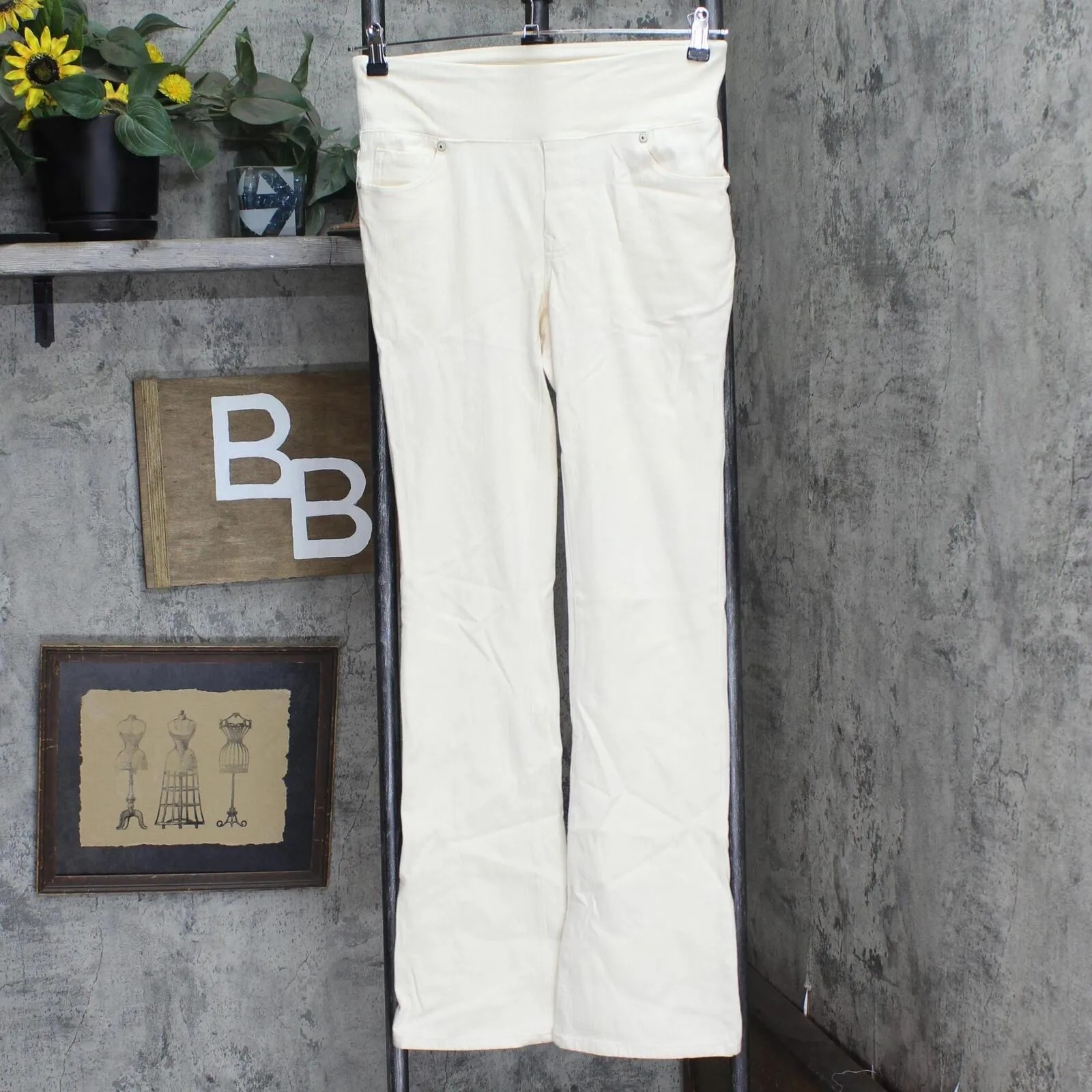 Dg2 Womens Stretch Knit Twill Boot-Cut Jegging 704067 Cream Off White S Tall