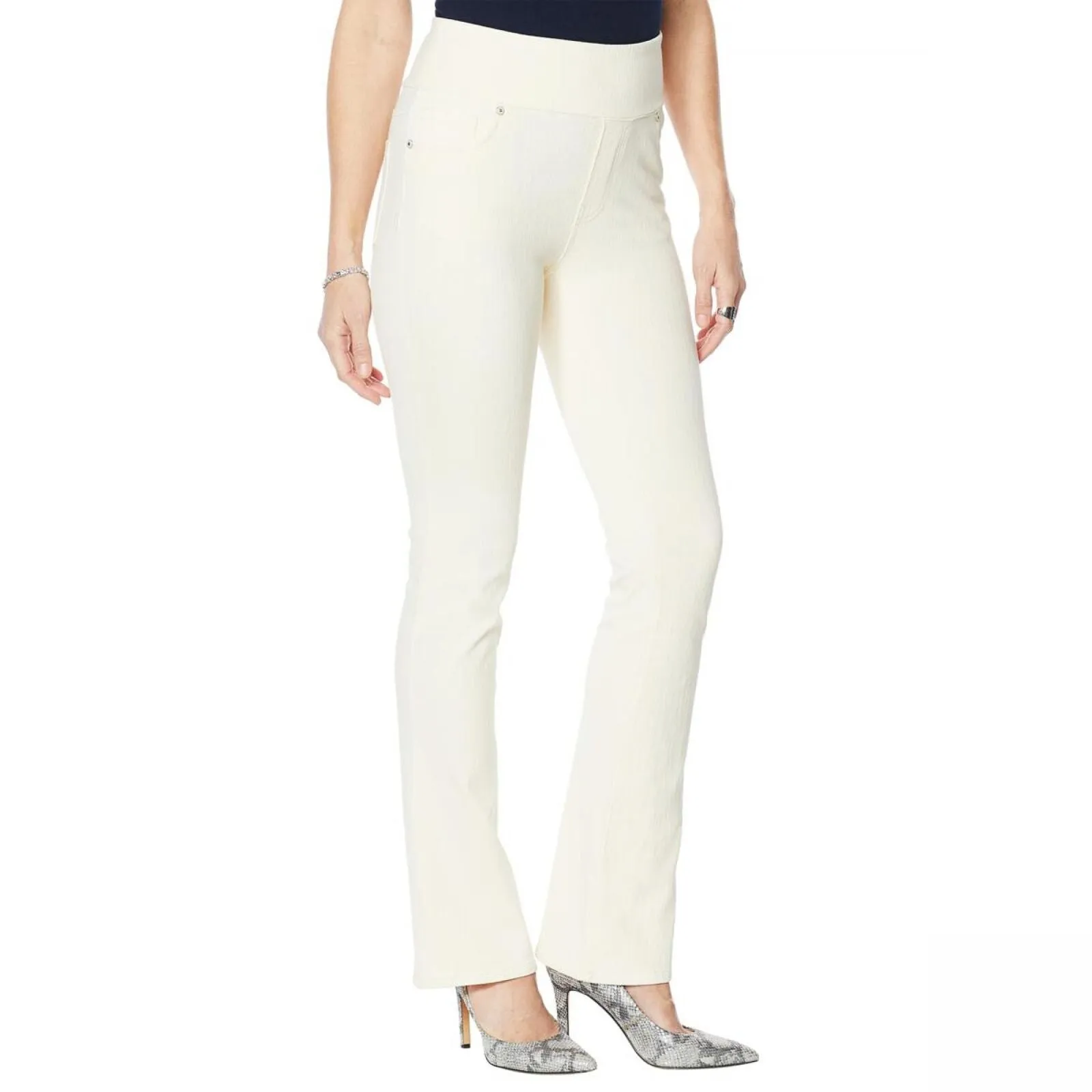 Dg2 Womens Stretch Knit Twill Boot-Cut Jegging 704067 Cream Off White S Tall