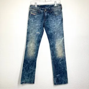 Diesel Jeans Lowky Distressed Wash Stretch Mid Rise 27x 30 Italy Made