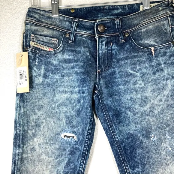 Diesel Jeans Lowky Distressed Wash Stretch Mid Rise 27x 30 Italy Made