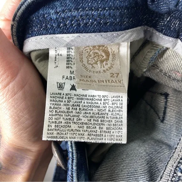 Diesel Jeans Lowky Distressed Wash Stretch Mid Rise 27x 30 Italy Made