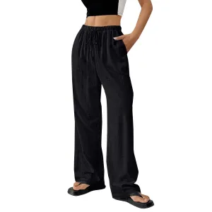 DINEVE orders Linen Pants Women Summer linen pants for women Wide Leg High Waist Lounge Pant Plus Size Loose Casual Drawstring Lightweight Beach Trousers with Pockets haul store clearance outlet