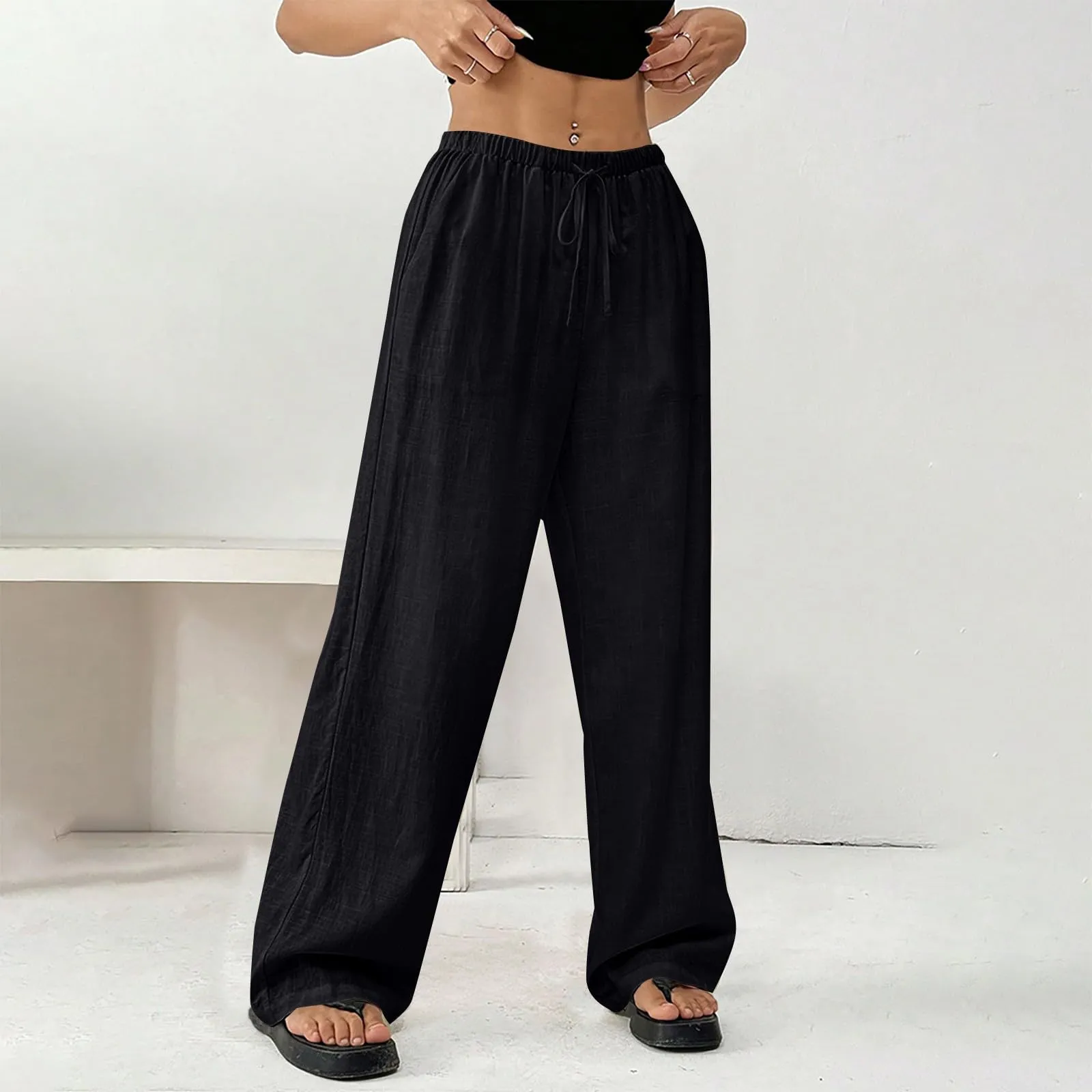 DINEVE orders Linen Pants Women Summer linen pants for women Wide Leg High Waist Lounge Pant Plus Size Loose Casual Drawstring Lightweight Beach Trousers with Pockets haul store clearance outlet