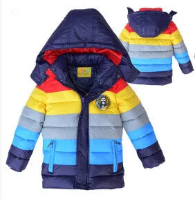 Down cotton Boys Jacket Boy Coats Baby clothes Winter striped Christmas jackets Girls coat