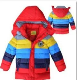 Down cotton Boys Jacket Boy Coats Baby clothes Winter striped Christmas jackets Girls coat
