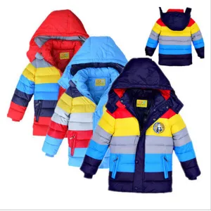 Down cotton Boys Jacket Boy Coats Baby clothes Winter striped Christmas jackets Girls coat