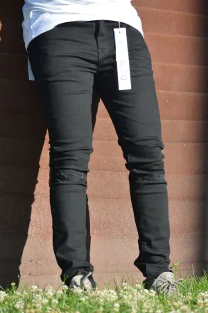 DZTR SUPER STRETCH DENIM SLIM FIT 3D TOPPER RIP (Black)