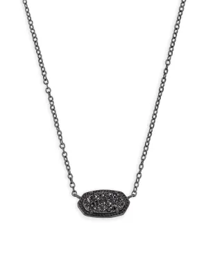 Elisa Gunmetal Pendant Necklace in Black Drusy