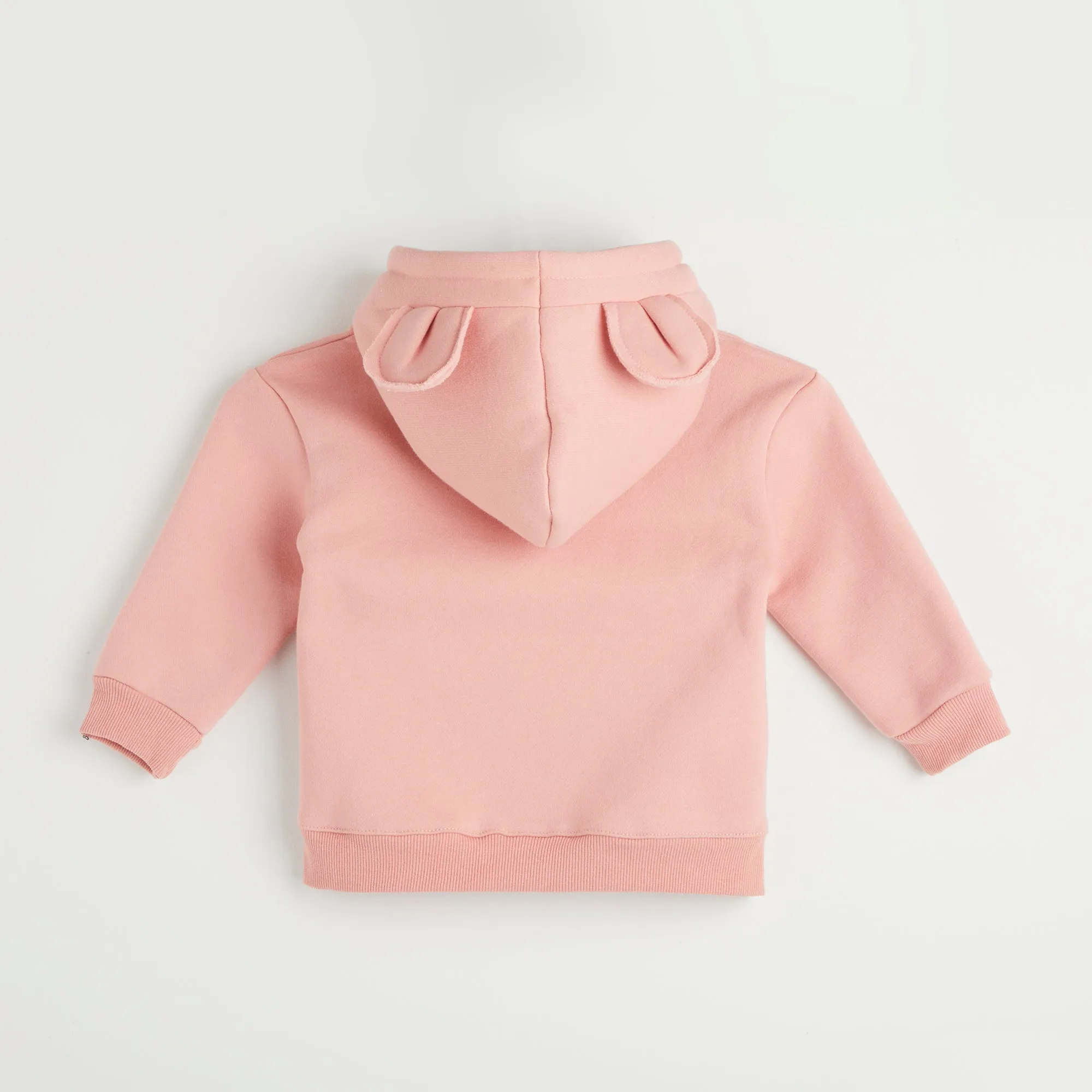 Embroidered Pink Bunny Ear Hoodie