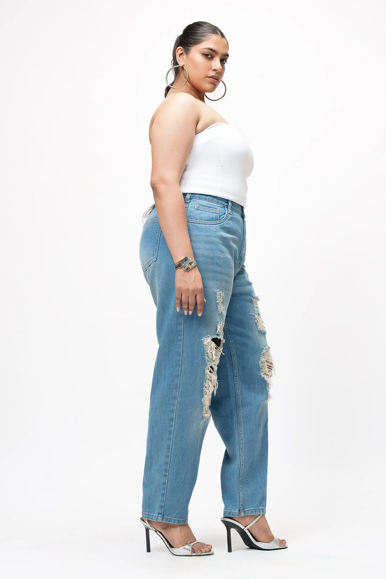 Enigma Blue Curve Distressed Jeans