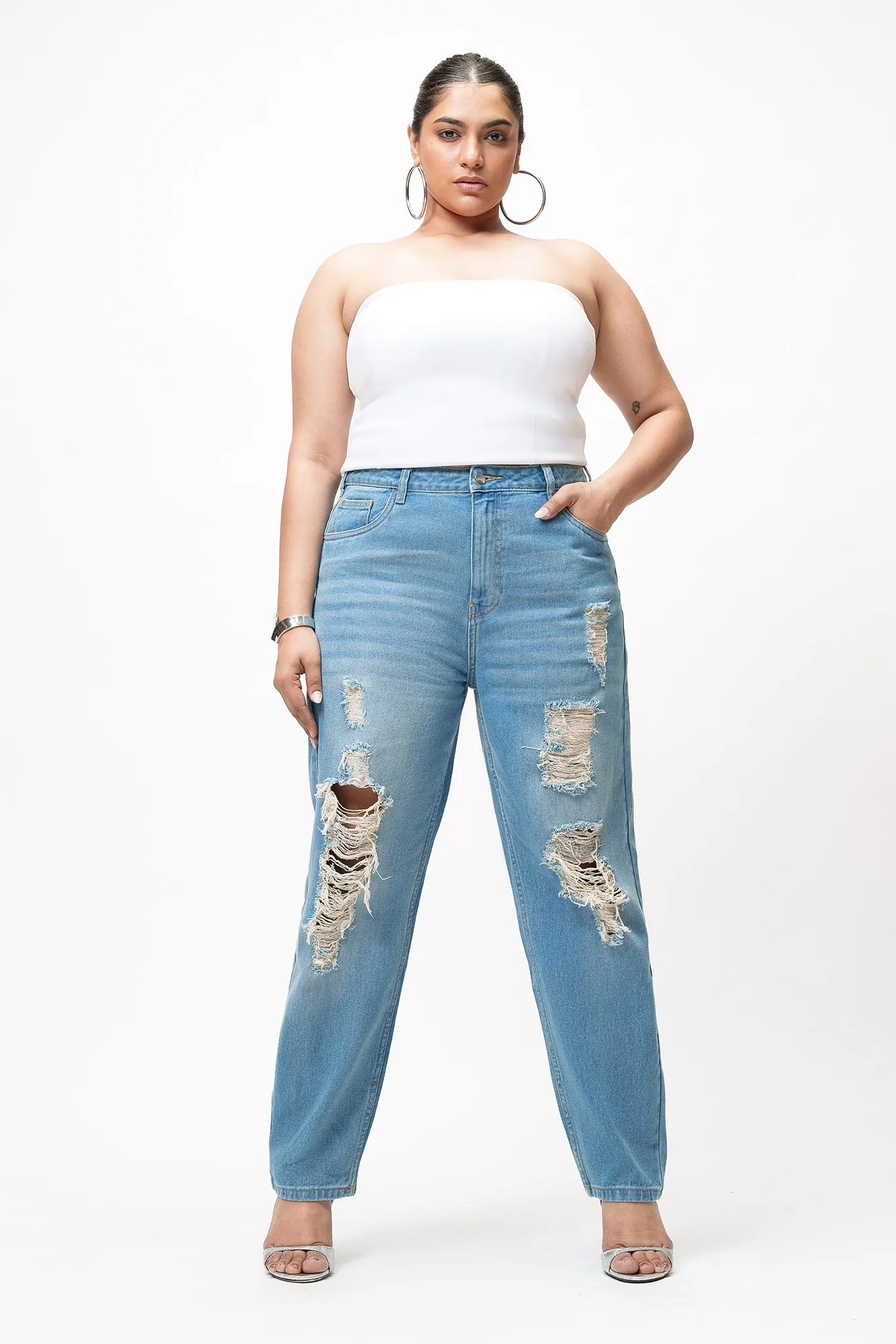 Enigma Blue Curve Distressed Jeans