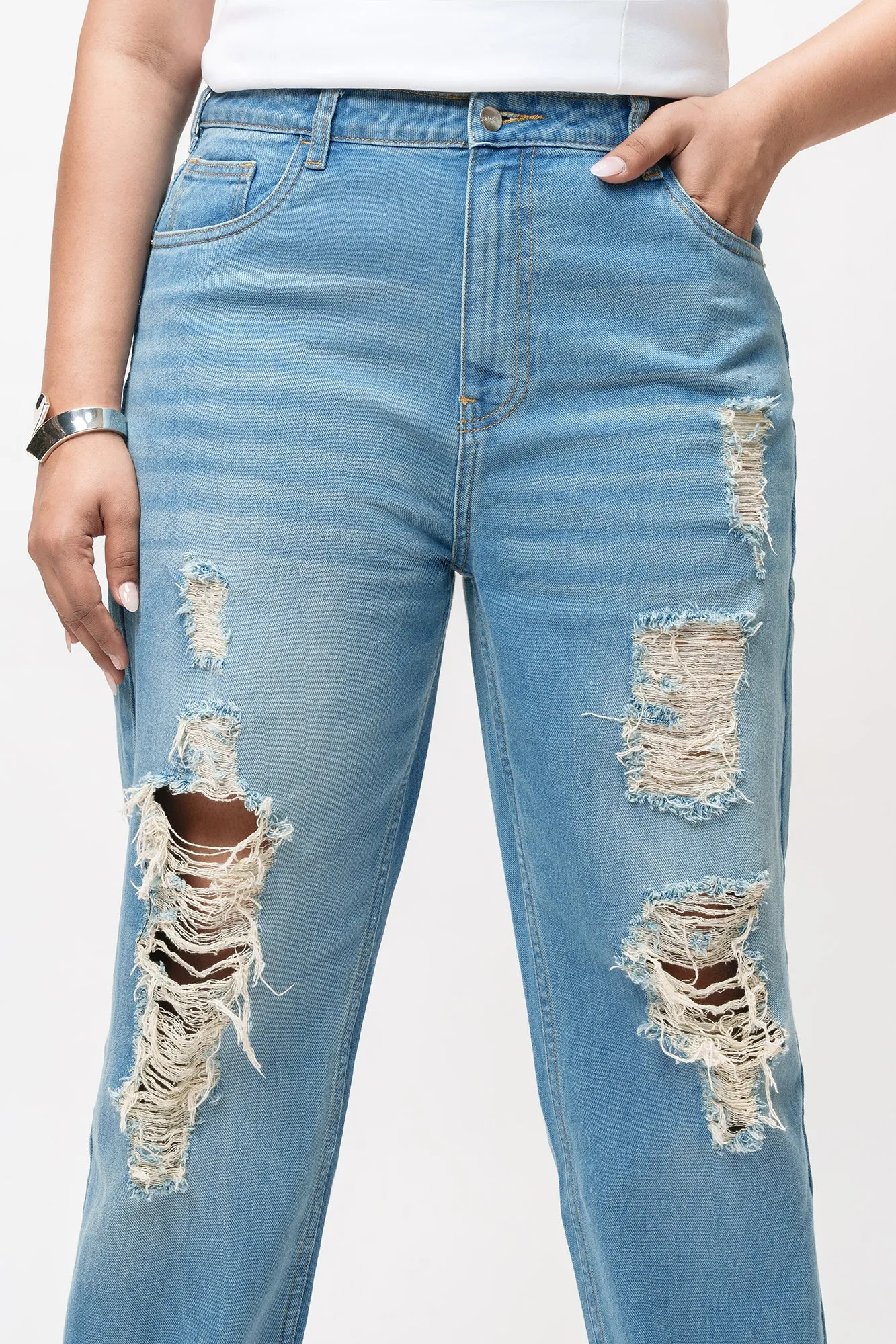 Enigma Blue Curve Distressed Jeans