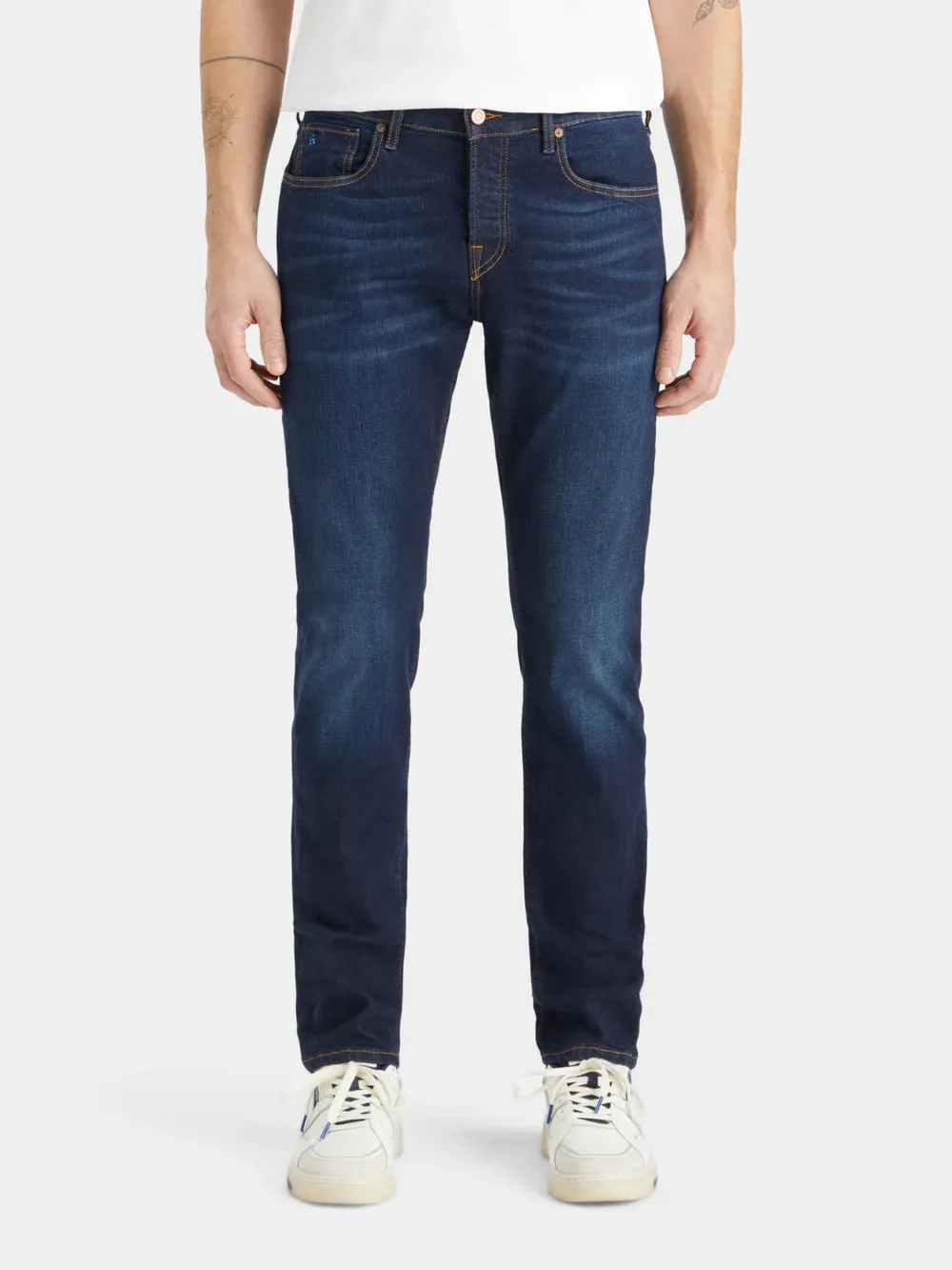 ESSENTIALS - Ralston - Beaten Blue Regular Slim Jeans