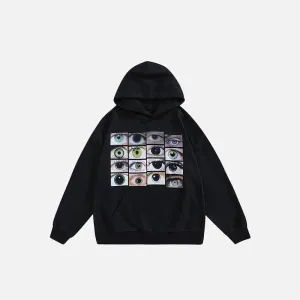 Eyes Y2K Wall Hoodie for Vintage Streetwear Fans
