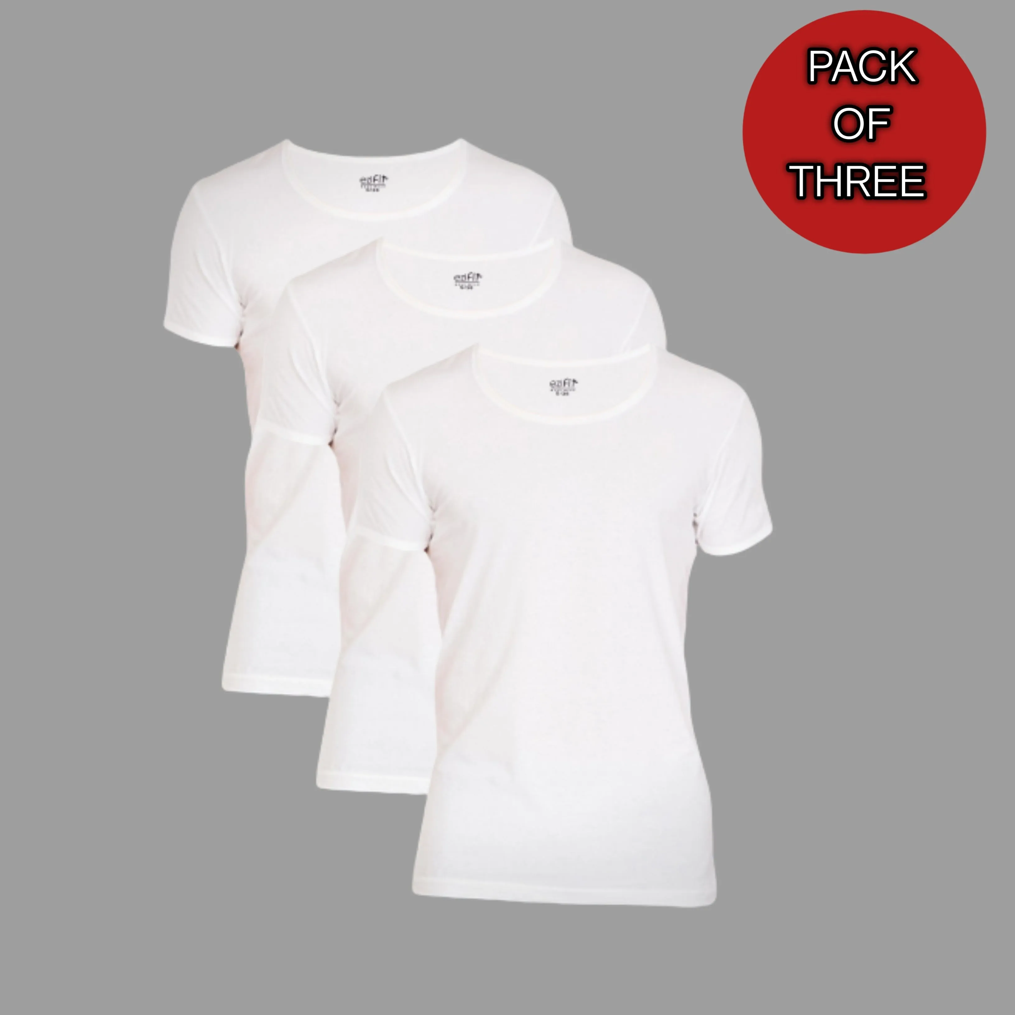 EziFit Premium Combed Cotton U-Neck Short Sleeve Vest For Men (PACK of THREE 3)