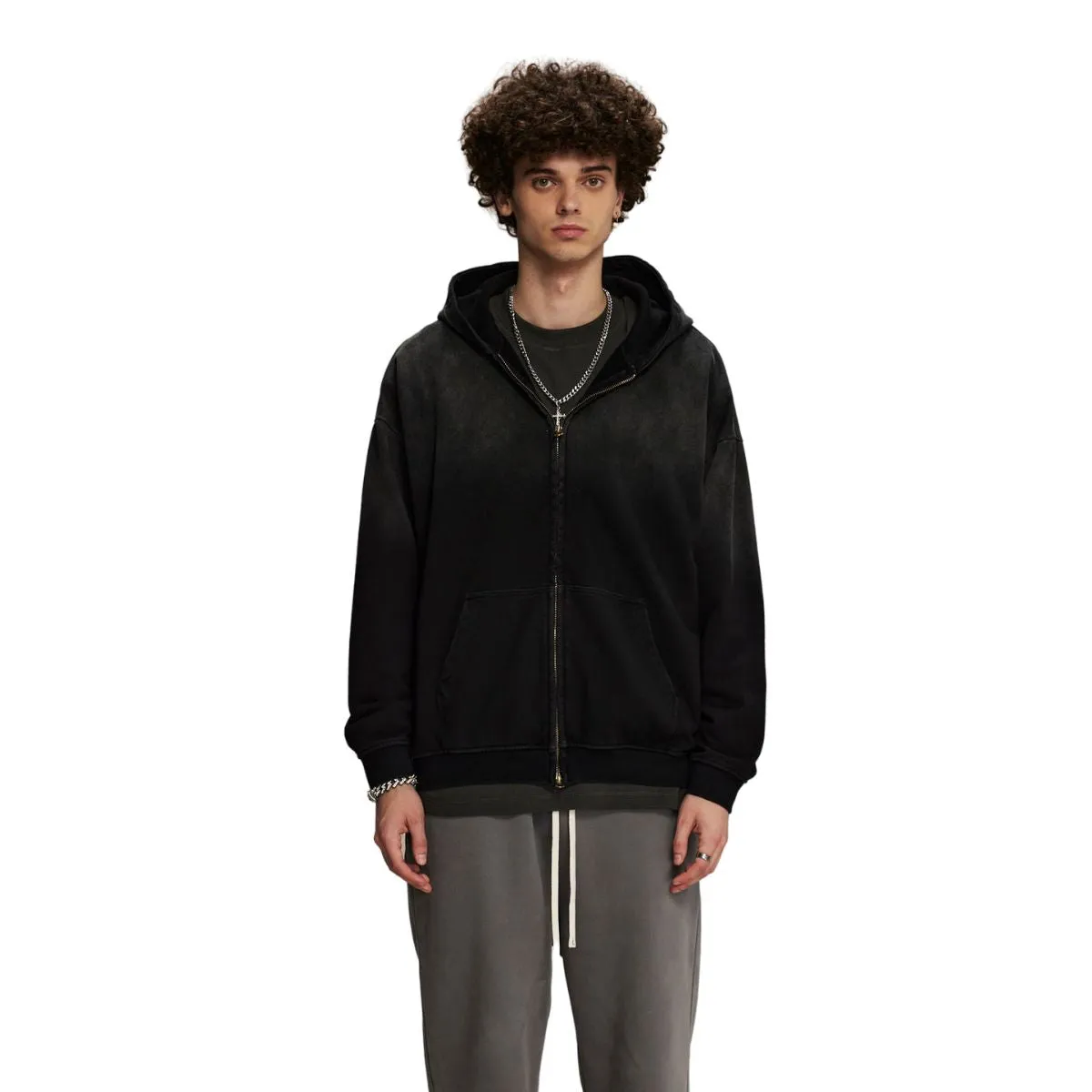 Faded Double Slider Zip Hoodie
