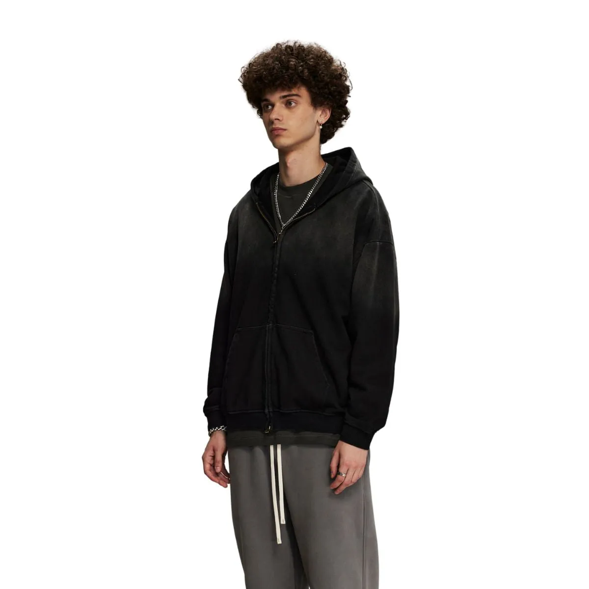 Faded Double Slider Zip Hoodie