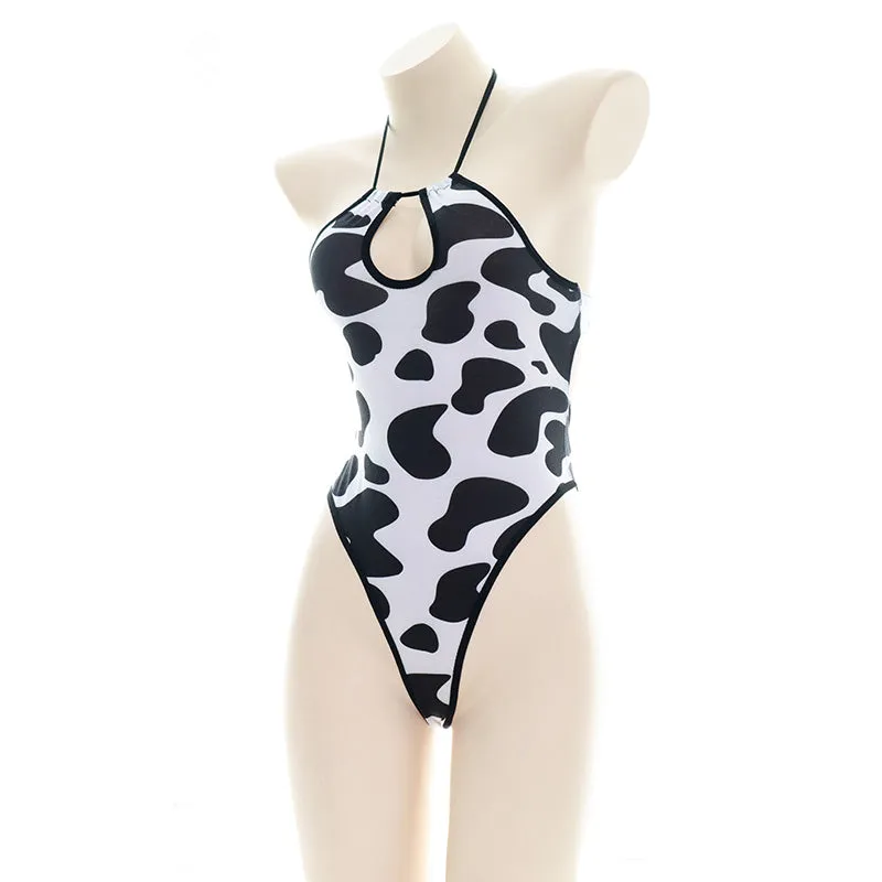 Fashion cute cow pattern halterneck swimsuit yc23513