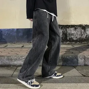Fashion Men's Loose Straight Drape Jeans - Casual Wide-Leg Pants