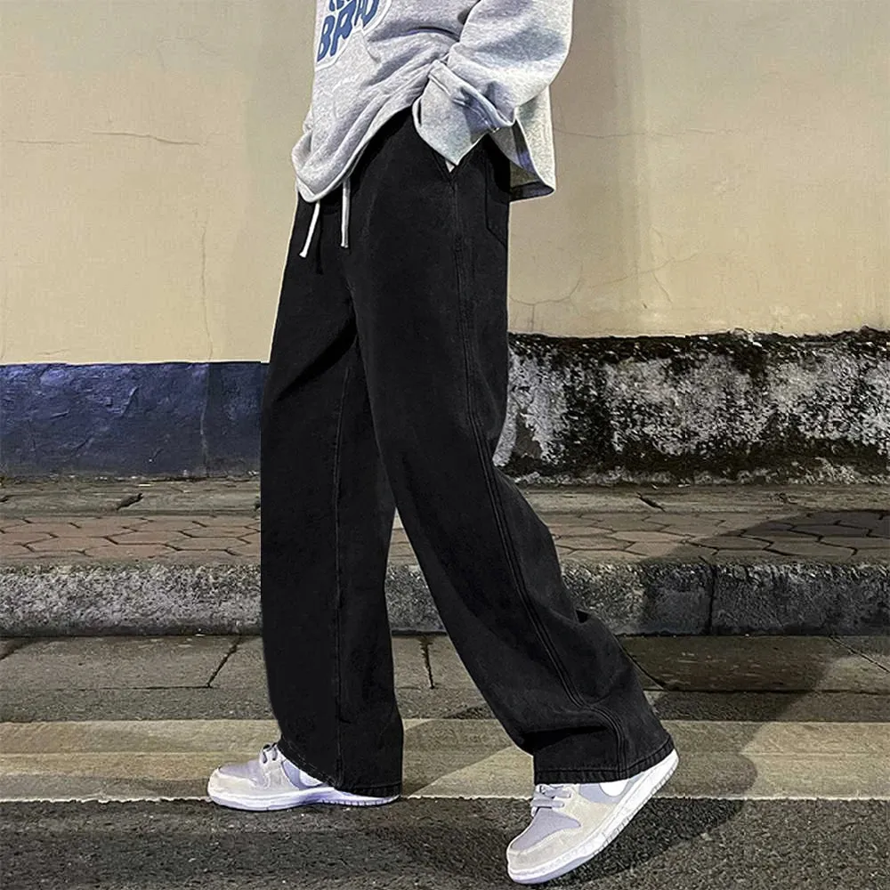 Fashion Men's Loose Straight Drape Jeans - Casual Wide-Leg Pants