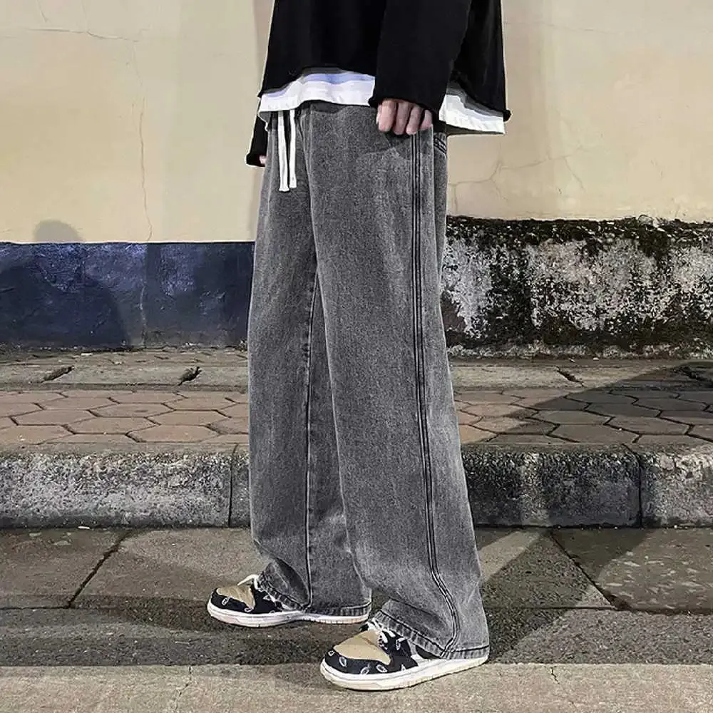Fashion Men's Loose Straight Drape Jeans - Casual Wide-Leg Pants