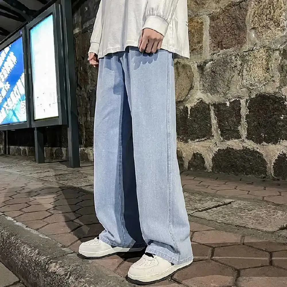 Fashion Men's Loose Straight Drape Jeans - Casual Wide-Leg Pants