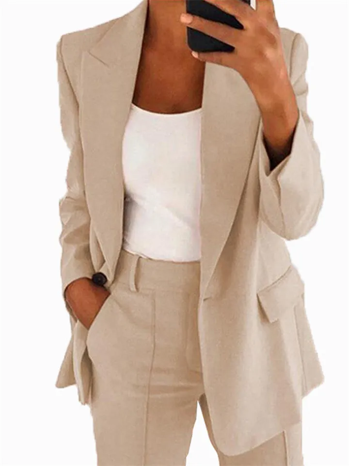 Fashion Simple Lapel Button Temperament Suit Coats