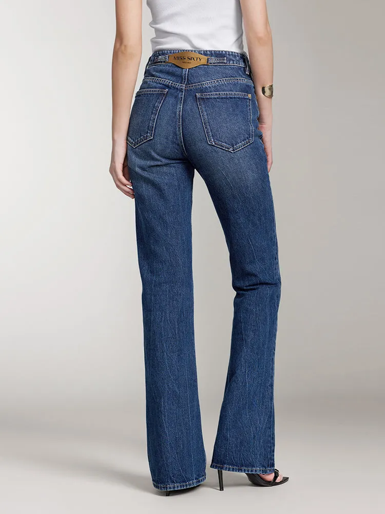 Flared Jeans In Navy Blue