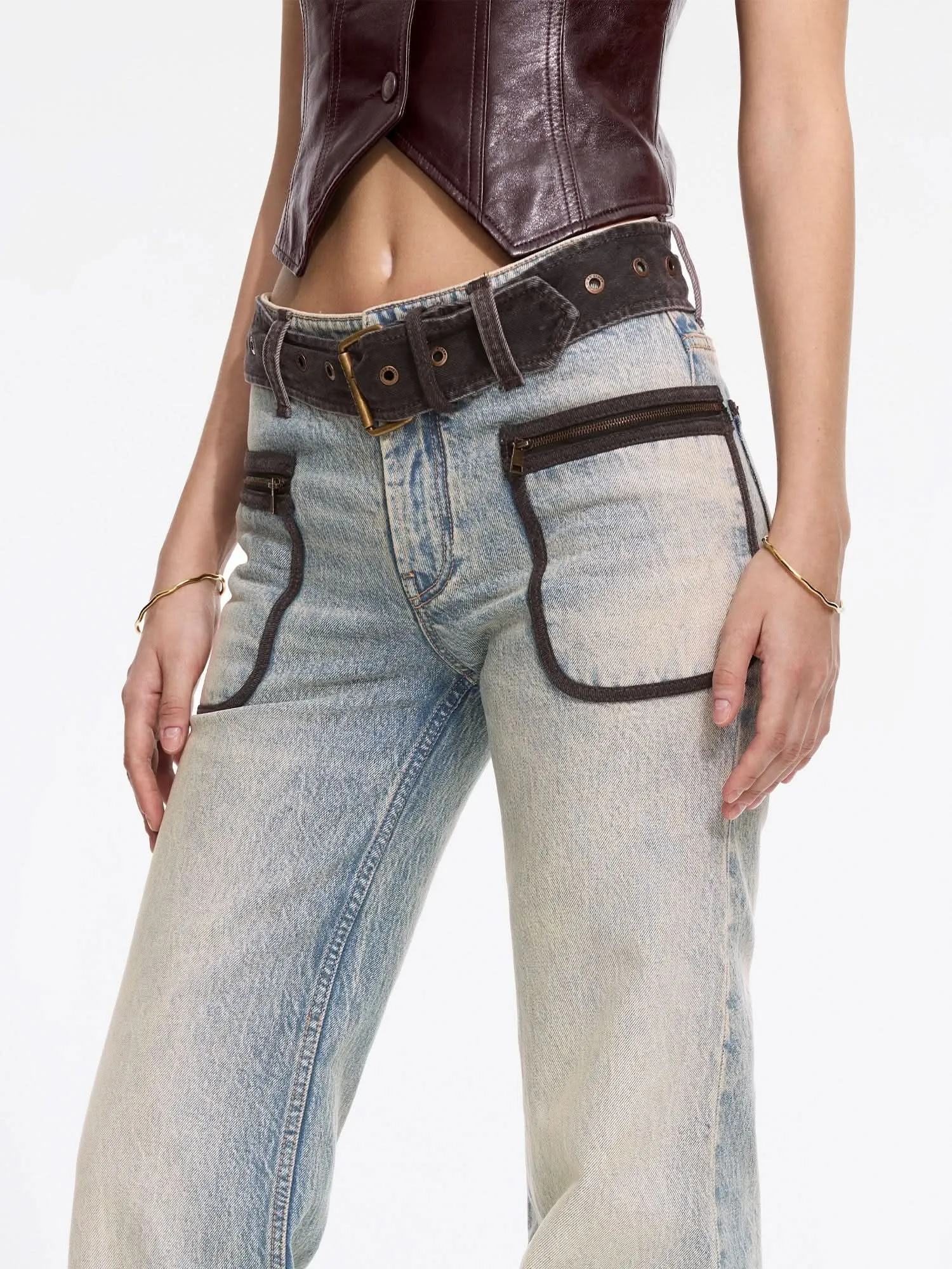 Flared Jeans With Belt