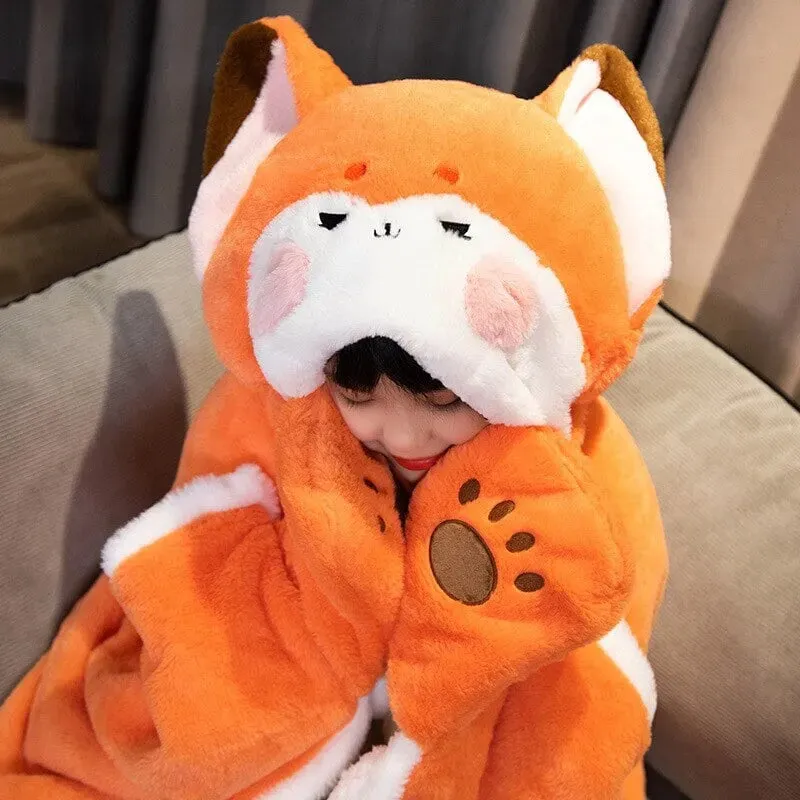 Foxfire Plush Hoodie Blanket