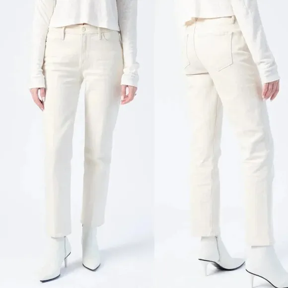 Frame Le High Straight Jeans (Stretchy!) in Blanc (Cream / Ivory), Size 26