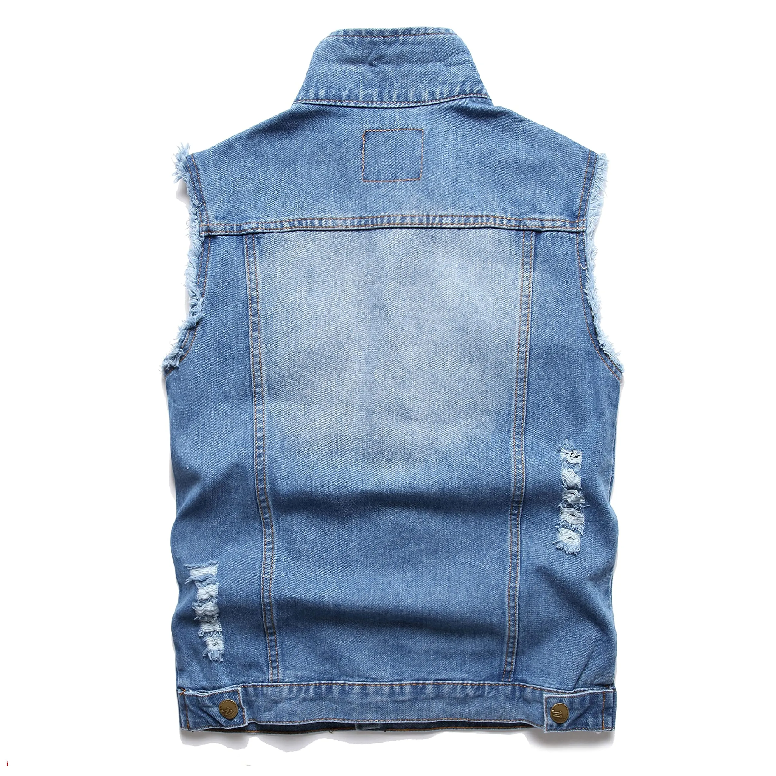 Ginsiom Men's Denim Vest,Sleeveless Jacket Slim Fit Vintage distressed Casual Ripped Summer Jean Vest for Men