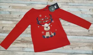 Girls Christmas Reindeer T Shirt