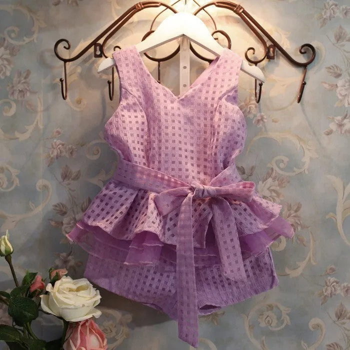 girls clothes summer fashion children's vests set suit 2~7 years old children clothing for girl