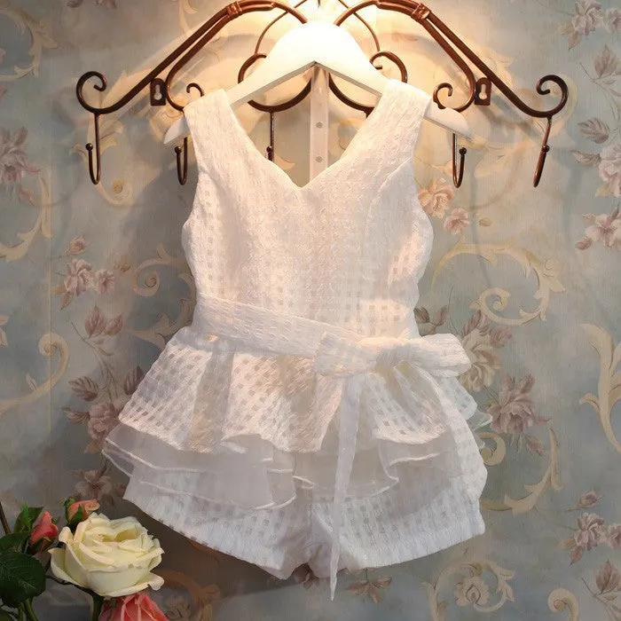 girls clothes summer fashion children's vests set suit 2~7 years old children clothing for girl