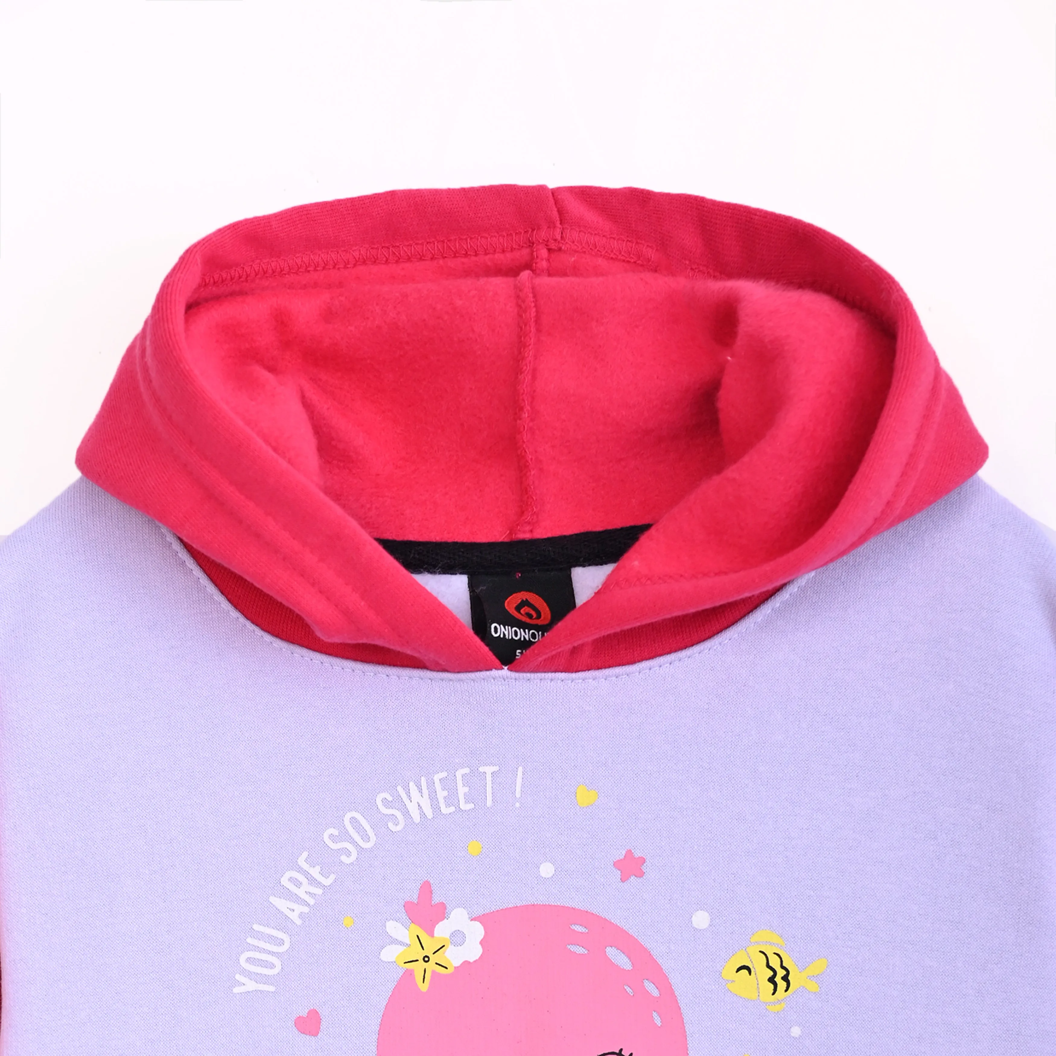 Girls Soft Cotton Printed Fleece Hoodie