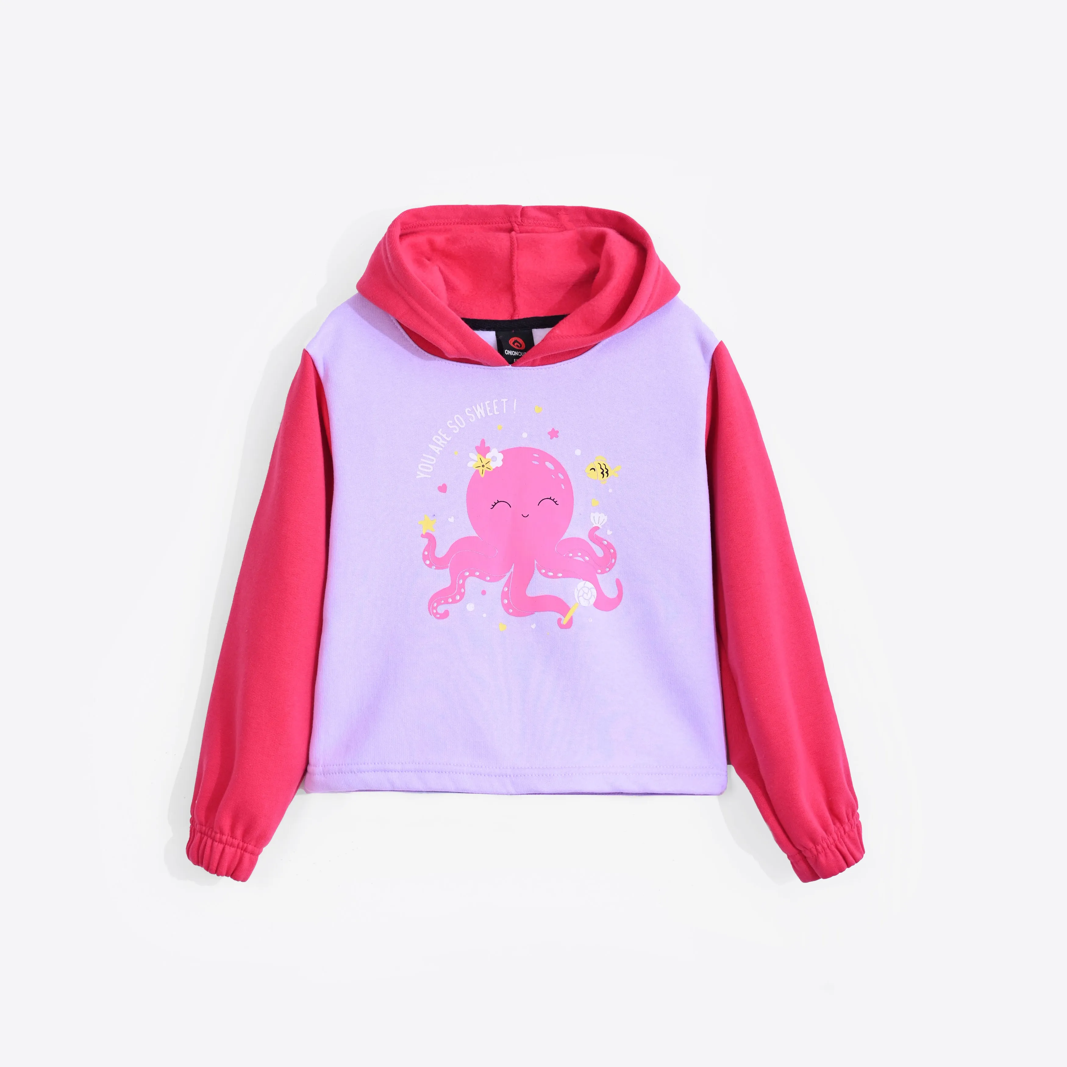 Girls Soft Cotton Printed Fleece Hoodie