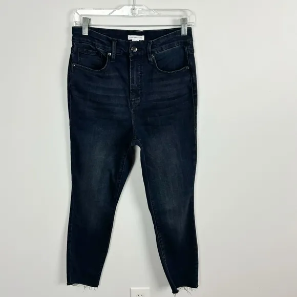 Good American Good Waist High Waist Crop Raw Hem Skinny Jeans Size 29