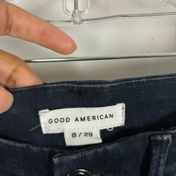 Good American Good Waist High Waist Crop Raw Hem Skinny Jeans Size 29