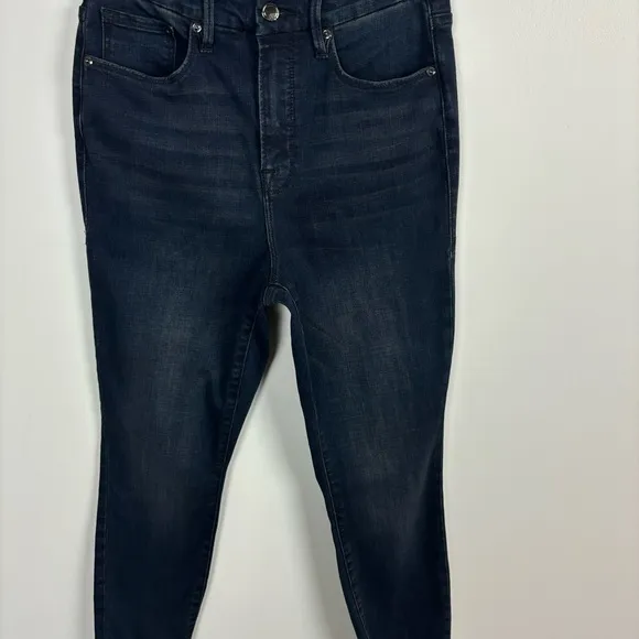 Good American Good Waist High Waist Crop Raw Hem Skinny Jeans Size 29