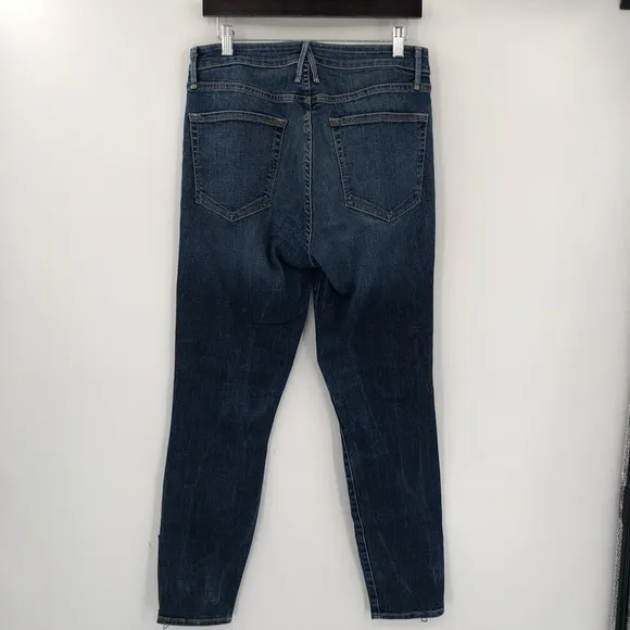 GOOD AMERICAN Good Waist Jeans 10 30 Exposed Zipper Stretch Denim Ankle Zip Blue