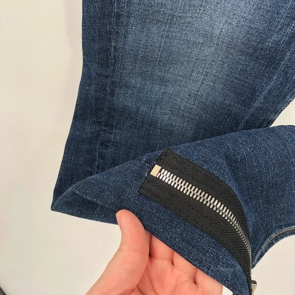 GOOD AMERICAN Good Waist Jeans 10 30 Exposed Zipper Stretch Denim Ankle Zip Blue