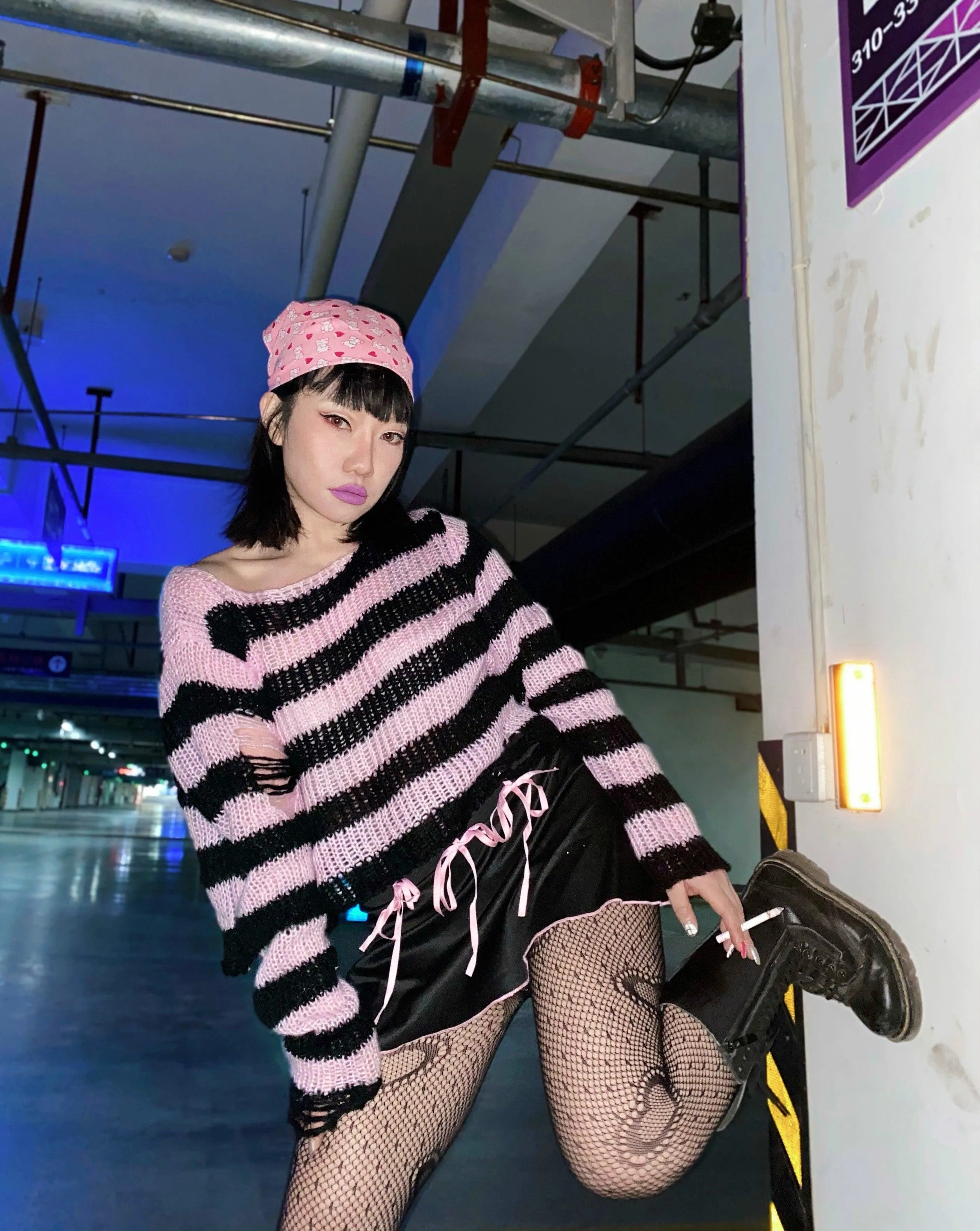 Gothic Sweater Women Knitted Striped Pullover