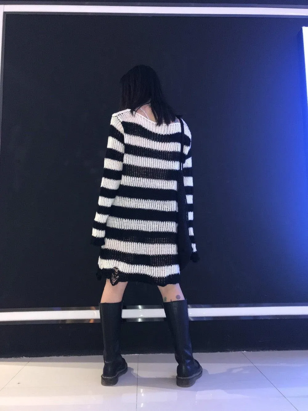 Gothic Sweater Women Knitted Striped Pullover