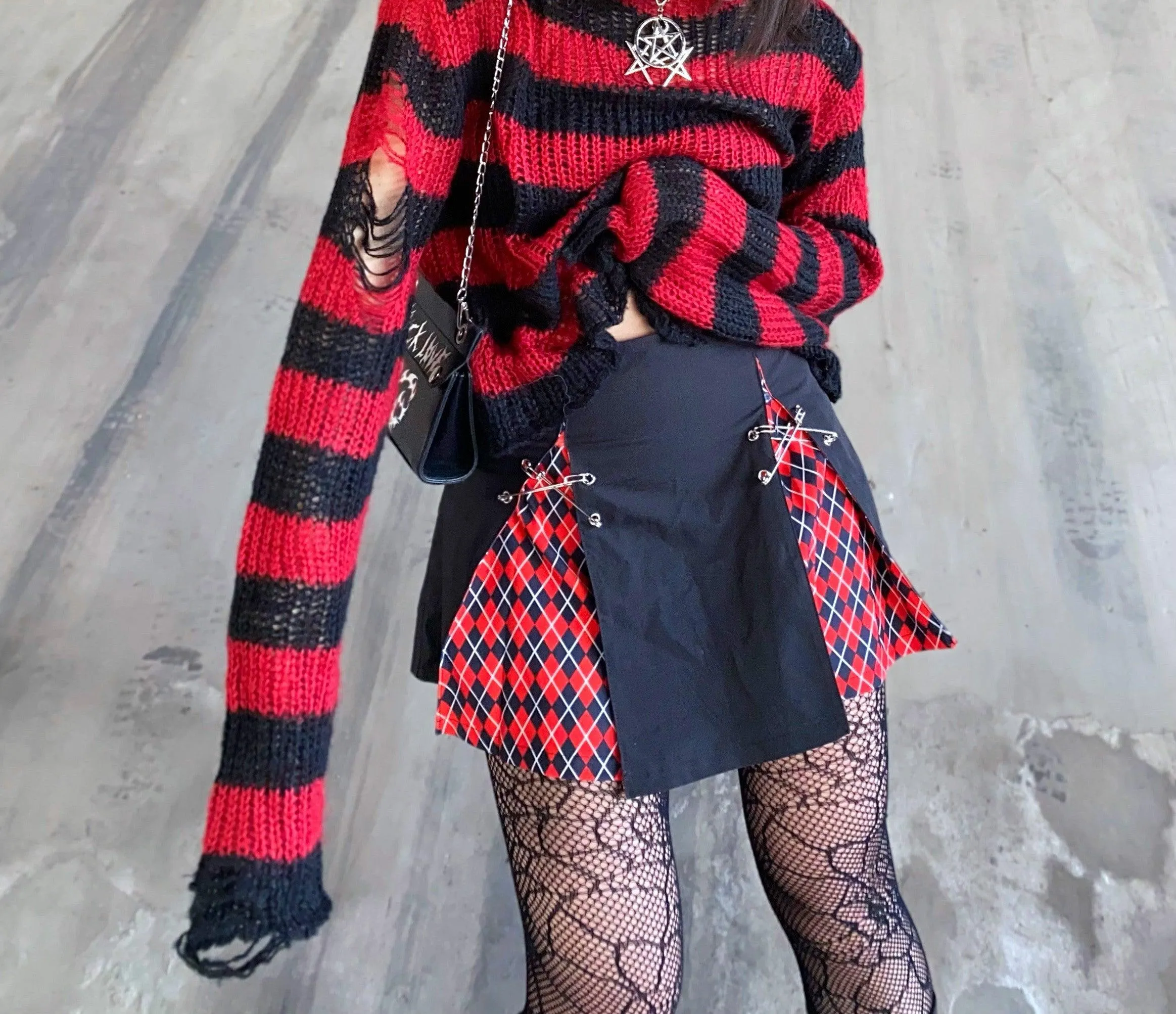 Gothic Sweater Women Knitted Striped Pullover