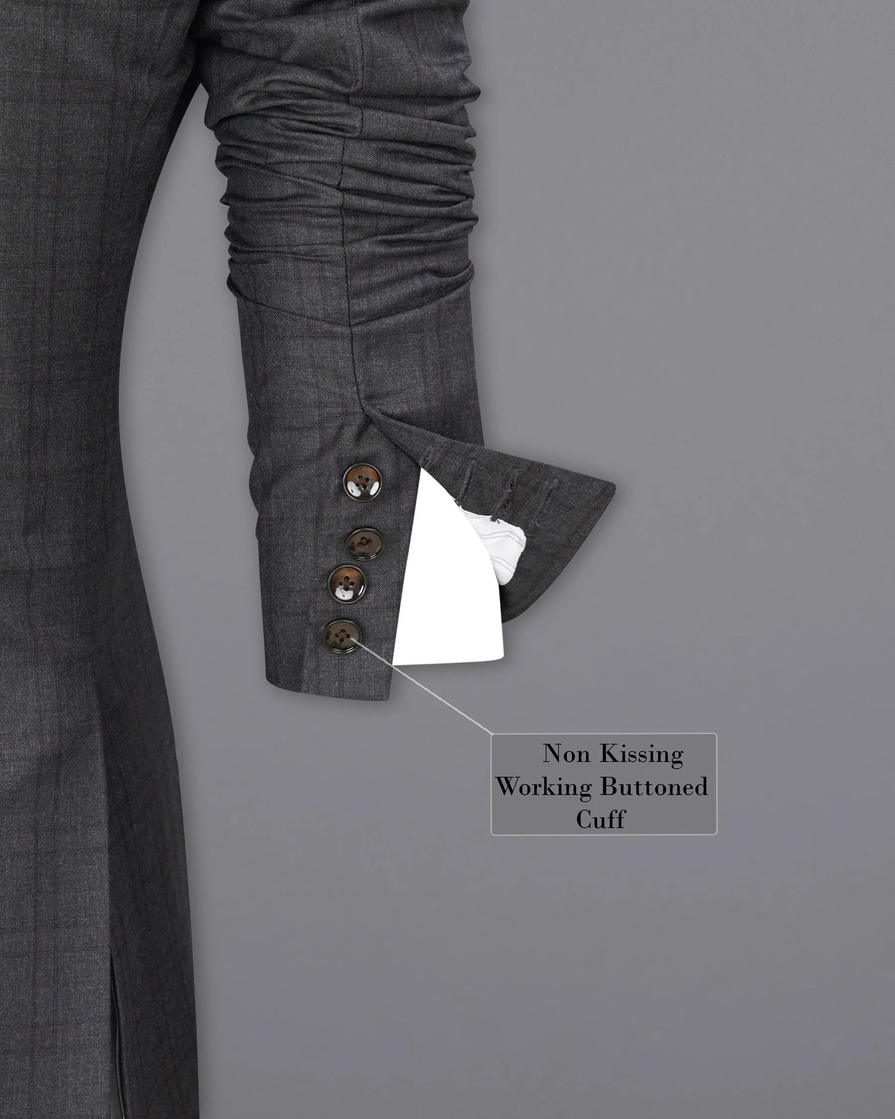 Gravel Gray Plaid Double Breasted Blazer