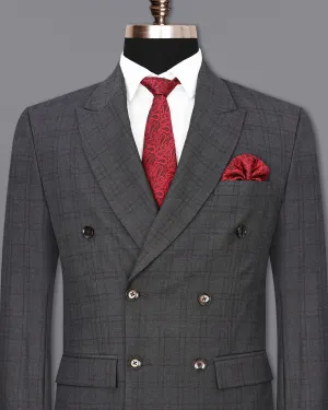 Gravel Gray Plaid Double Breasted Blazer
