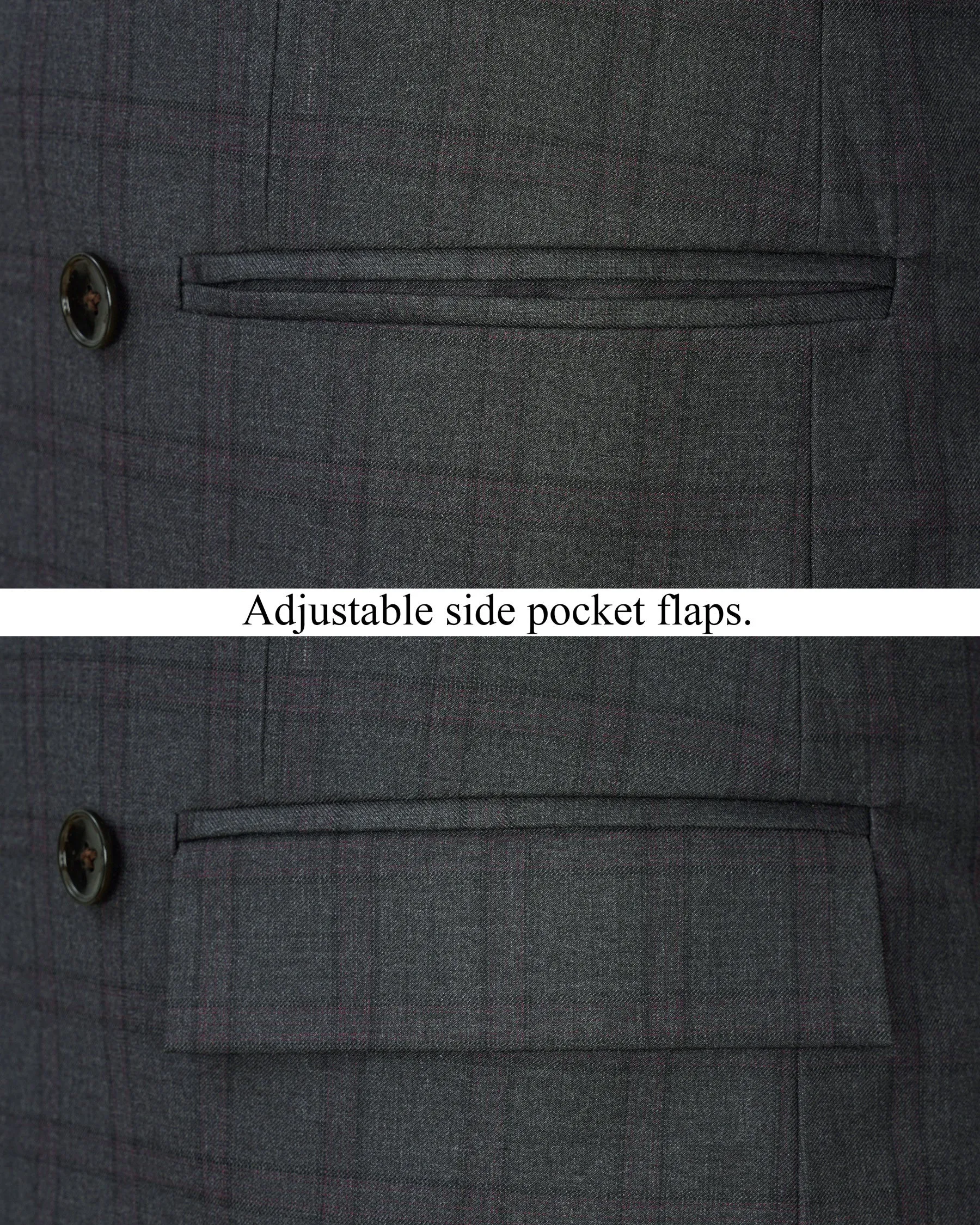 Gravel Gray Plaid Double Breasted Blazer